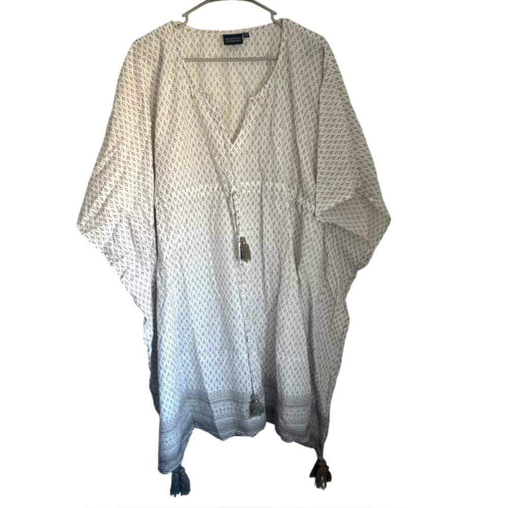Madison Mathews Kaftan Cover Up Tunic Top Blockprint Women's One Size Fits All